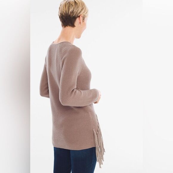 Chico’s Drama Fringe Pullover Size 0 - Picture 4 of 10